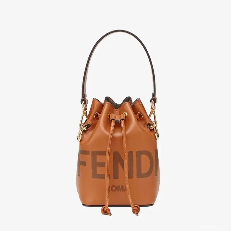 Affordable Logo Brown Leather Fendi Mon Mini In Calf Bag ROMA Tresor Bucket 0517